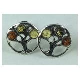 Sterling silver Amber tree stud earrings