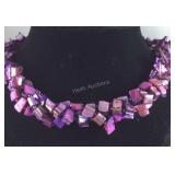Purple seed beaded necklace 20-22in