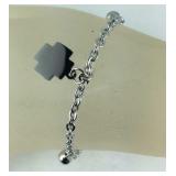Cross charm bracelet stainless steel 8-10in