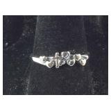 Size 8 Sterling silver heart and cross ring