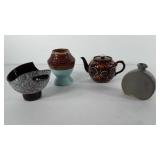 Pottery, includes vases, bowl and teapot, one