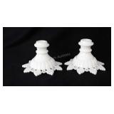 Westmoreland milk glass candlestick holders