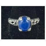 Size 10 Sterling 2.88ct blue jade solitaire ring