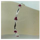 7.25in Sterling lab created Ruby heart station