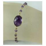 7in 14k gold over Sterling 2.05ct amethyst beaded