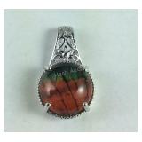 9ct picture quartz platinum bond pendant