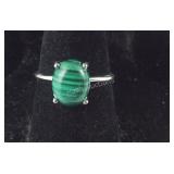 Size 6 Sterling African malachite 3.75ct