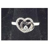 Size 8 Sterling simulated diamond interlocked