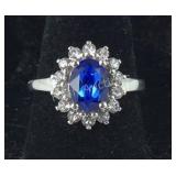 Size 6 Sterling Swarovski sapphire and white