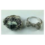 Two Sterling silver rings sizes 7 and 7.25