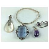 Sterling silver jewelry, two pendants, two