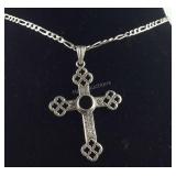 Sterling silver 18in cross necklace 11.96g