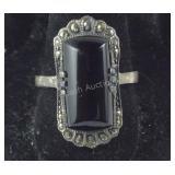 Sterling Silver Vintage Black Onyx & Marcasite