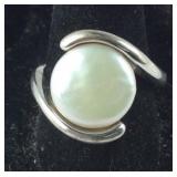 Sterling Silver Modern Mother of Pearl Solitaire