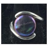 Sterling Silver Modern Abalone Solitaire Ring,