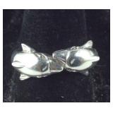 Sterling Silver Double Dolphin Band/Ring, size