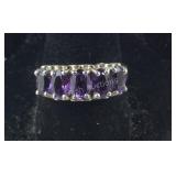 Sterling Silver 5-Stone Amethyst Band/Ring, size