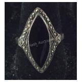 Sterling Silver Vintage Black Onyx & Marcasite