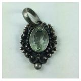 Sterling Silver Green Amethyst Pendant Made in