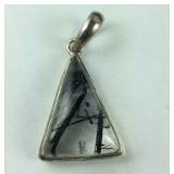 Sterling Silver Rutilated Quartz Pendant Signed