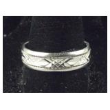 Sterling Silver Diamond Cut Silver Wedding Band,