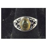 Sterling Silver Vintage Yellow Amber Ring Made in
