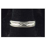 Sterling Silver Diamond Cut Silver Wedding Band,