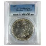 PCGS Genuine / Cleaning - AU Details 1887 Morgan