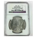 NGC UNC Details Improp Clean 1891 Morgan Dollar