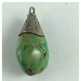 Sterling Silver Possibly Green Turquoise Pendant,