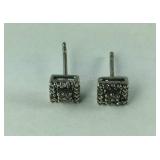Sterling Silver Genuine Diamond Cluster Stud