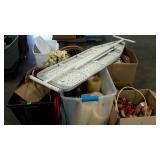 Skid lot: ironing board, baskets, trash can,