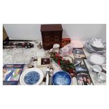 Skid lot, glassware, dinnerware,  jewelry box,
