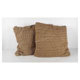 Restoration Hardware woven jute pillows,