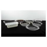 Pyrex dishes, includes mixing bowl, pie plates,