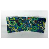 Two floral themed metal file boxes, 9" x 10" x