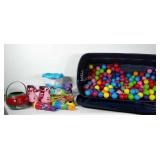 Toy lot in large storage tote with lid (lis has a