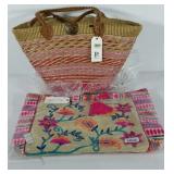 Pia Rossini woven and embroidered tote purses,