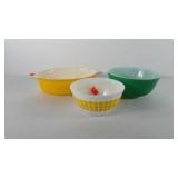 Pyrex, dishes, includes yellow polka dot mixing