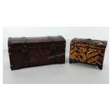 Two small storage trunks, 6" x 6.5" x 9" and 7" x