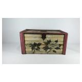 Floral painted wooden decor box, does not open,