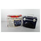 Mini cooler Am/FM radio, with box, unused, 8" x