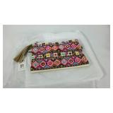 Pia Rossini embroidered purse, new in packaging