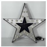 Metal lighted star wall hanging. Colors and navy
