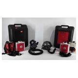 Two MSA type N gas masks with cases and window