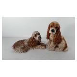 Two cocker spaniel statues, 11" and 14"