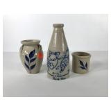 Stoneware pottery, milk bottle, vase, etc.