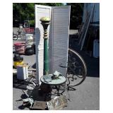 Decorative Group, bifold divider, water can, iron