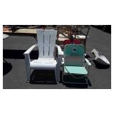 Three Outdoor Chairs, 2 beach one poly lawn type