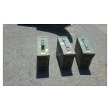 Three military Ammunition Boxes, 4x11x7" high
